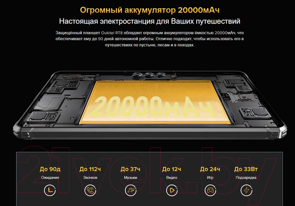 Изображение товара Планшет Oukitel RT8 6GB/256GB (черный)