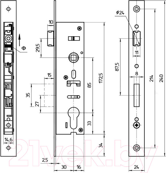 Изображение товара Замок врезной Меттэм ЗВ7У 330