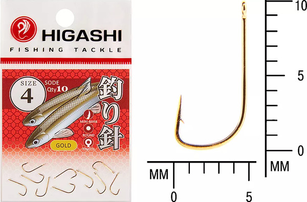 Изображение товара Набор крючков рыболовных Higashi Sode ringed #4 Gold / 04074