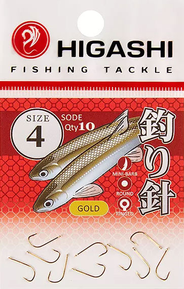 Изображение товара Набор крючков рыболовных Higashi Sode ringed #4 Gold / 04074