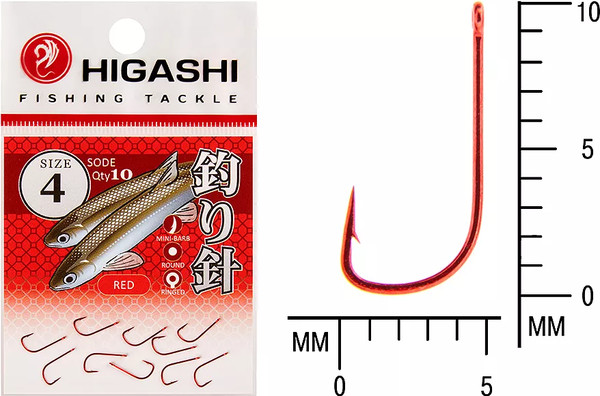 Изображение товара Набор крючков рыболовных Higashi Sode ringed #4 Red / 04075