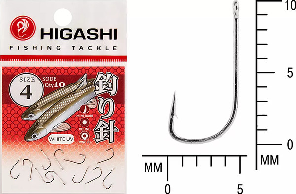 Изображение товара Набор крючков рыболовных Higashi Sode ringed #4 White UV / 04077