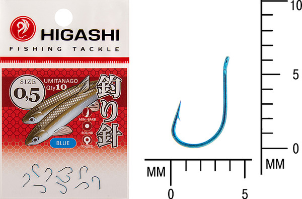 Изображение товара Набор крючков рыболовных Higashi Umitanago ringed #0.5 Blue / 03678