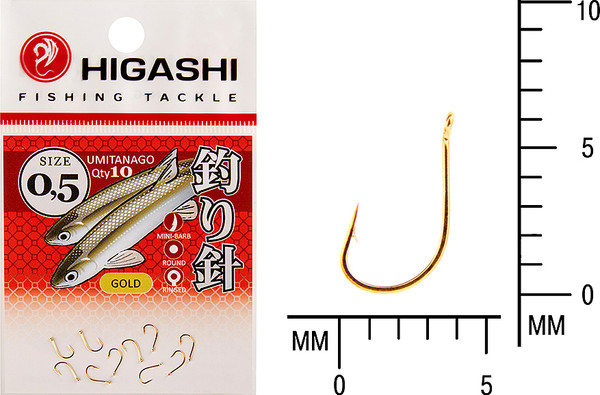 Изображение товара Набор крючков рыболовных Higashi Umitanago ringed #0.5 Gold / 03679