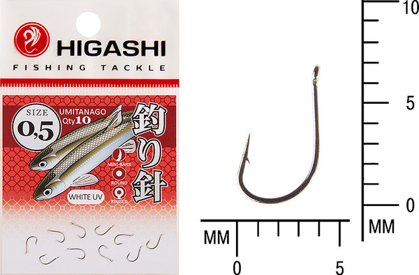 Изображение товара Набор крючков рыболовных Higashi Umitanago ringed #0.5 White UV / 03682