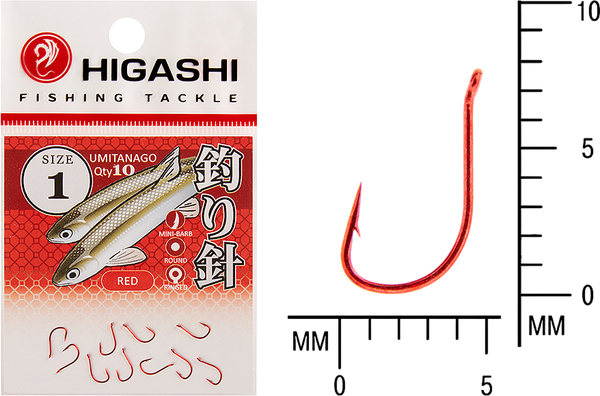 Изображение товара Набор крючков рыболовных Higashi Umitanago ringed #1 Red / 03693