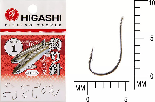 Изображение товара Набор крючков рыболовных Higashi Umitanago ringed #1 White UV / 03695