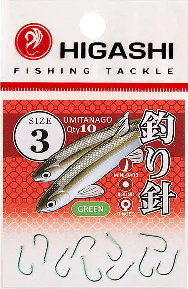 Изображение товара Набор крючков рыболовных Higashi Umitanago ringed #3 Green / 01348