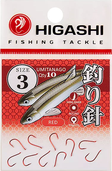 Изображение товара Набор крючков рыболовных Higashi Umitanago ringed #3 Red / 01349