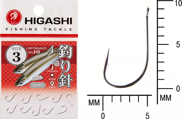 Изображение товара Набор крючков рыболовных Higashi Umitanago ringed #3 Silver / 03696