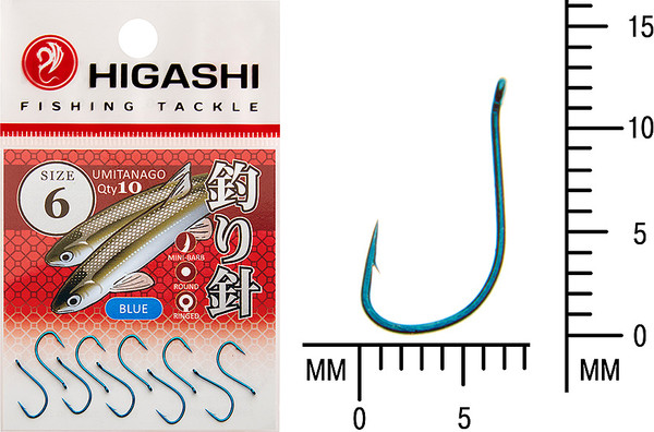 Изображение товара Набор крючков рыболовных Higashi Umitanago ringed #6 Blue / 01353