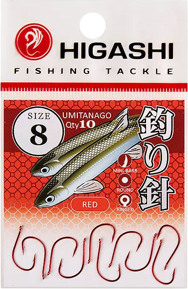Изображение товара Набор крючков рыболовных Higashi Umitanago ringed #6 Red / 01351