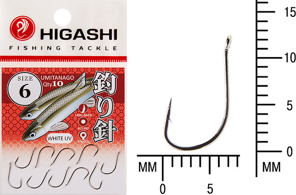 Изображение товара Набор крючков рыболовных Higashi Umitanago ringed #6 White UV / 01352