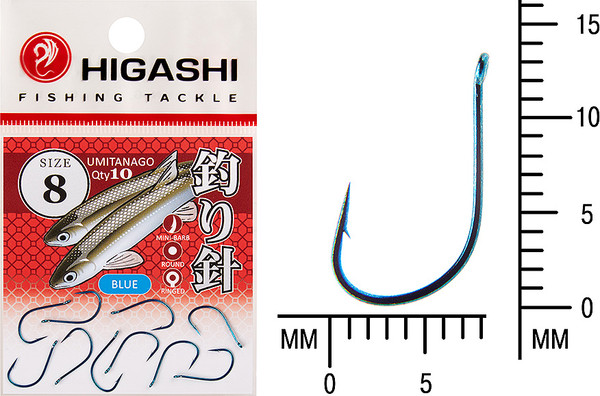 Изображение товара Набор крючков рыболовных Higashi Umitanago ringed #8 Blue / 01354
