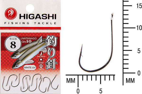 Изображение товара Набор крючков рыболовных Higashi Umitanago ringed #8 White UV / 01356