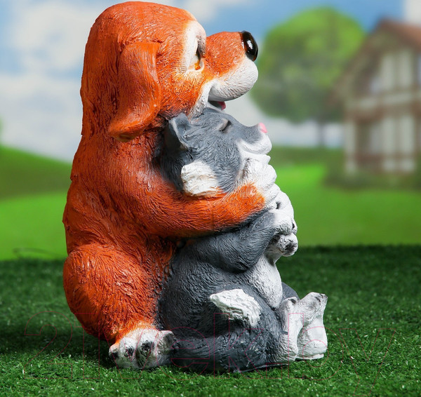 Изображение товара Фигурка для сада Хорошие сувениры Щенок с котенком сидящий / 1318423