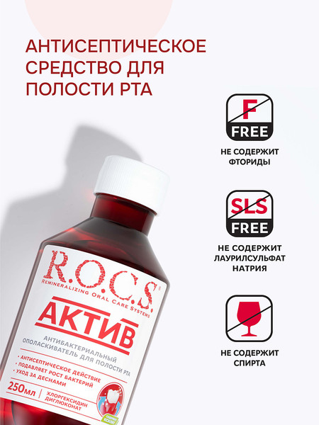 Изображение товара Ополаскиватель для полости рта R.O.C.S. Active (250мл)