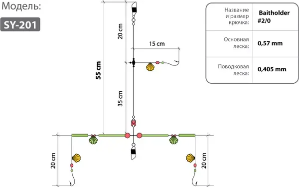 Изображение товара Комплект оснастки для приманки Higashi SY-201 #2/0 / 00060