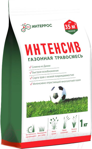 Изображение товара Семена газонной травы Интеррос Интенсив (1кг)
