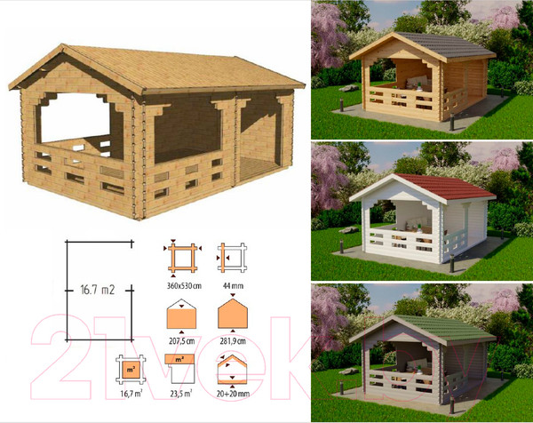 Изображение товара Беседка ДомБелКом Б-2 3.5x5.6