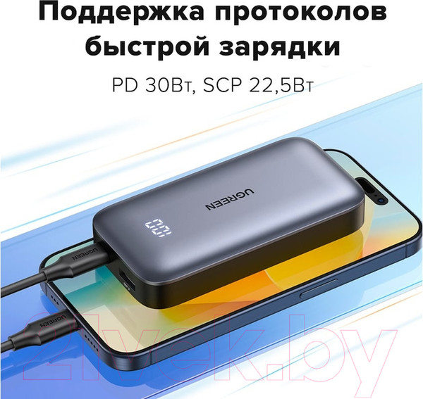 Изображение товара Портативное зарядное устройство Ugreen PB502 10000mAh / 25185 (серый)
