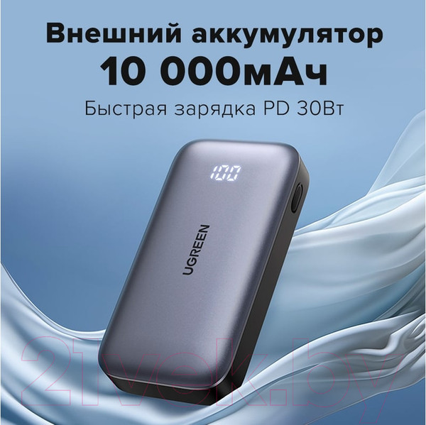 Изображение товара Портативное зарядное устройство Ugreen PB502 10000mAh / 25185 (серый)