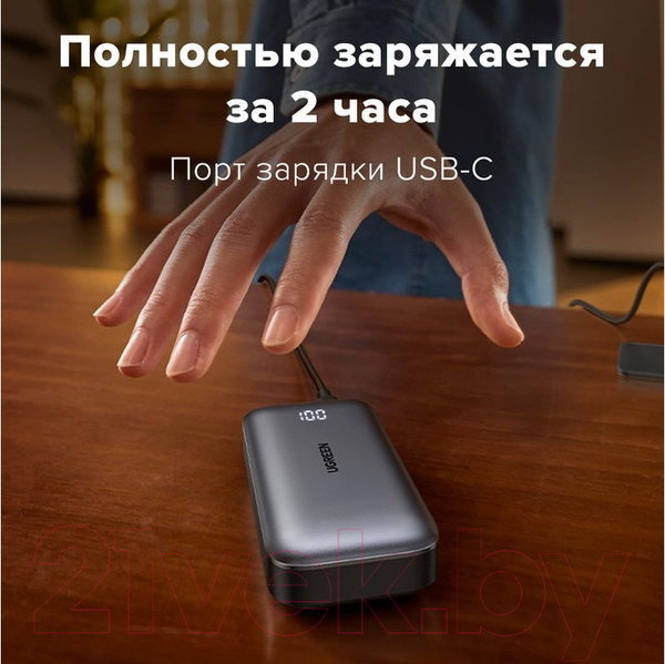 Изображение товара Портативное зарядное устройство Ugreen PB502 10000mAh / 25185 (серый)
