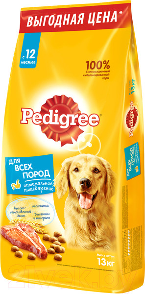 Изображение товара Сухой корм для собак Pedigree C говядиной, рисом и овощами (13кг, для собак всех пород)