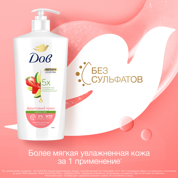 Изображение товара Гель для душа Dove Клубника и лайм (610мл)