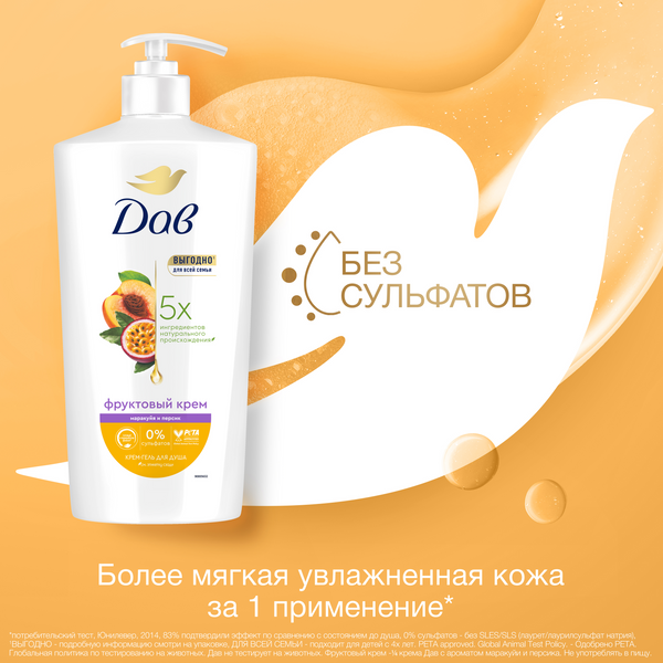 Изображение товара Гель для душа Dove Маракуйя и персик (610мл)