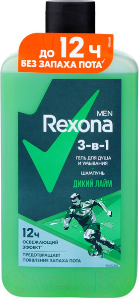 Изображение товара Гель для душа Rexona Men Дикий лайм 3в1 (490мл)