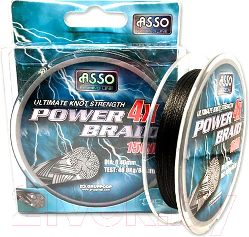 Изображение товара Леска плетеная Asso Power Braid 4x Pe 0.40 (150м)