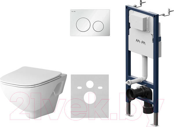 Изображение товара Унитаз подвесной с инсталляцией AM.PM I012709.0101 + X-Joy C851701SC