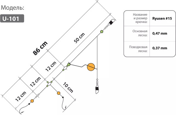 Изображение товара Комплект оснастки для приманки Higashi U-101 #15 / 05139