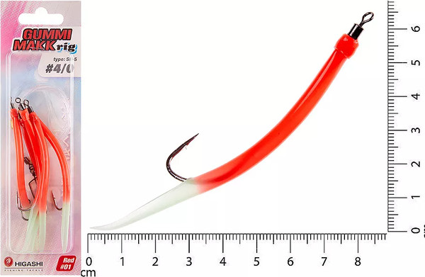 Изображение товара Комплект оснастки для приманки Higashi Gummi Makk rig SB5 #01 Red #4-0 / 05268_4245
