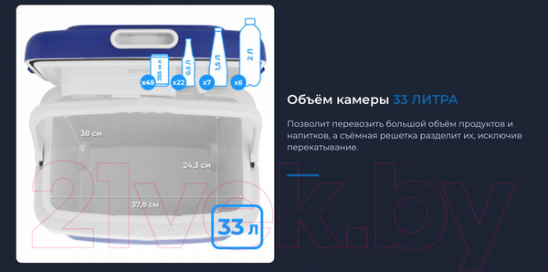 Изображение товара Автохолодильник Zugel ZCR33 (синий)
