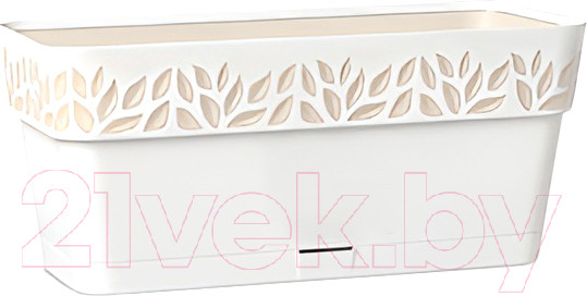 Изображение товара Вазон Stefanplast С системой автополива / 94370 (белый/травертин)