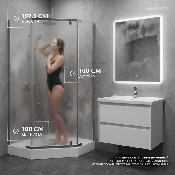 Изображение товара Душевой уголок Saniteco SN-1000-6 (100х100)