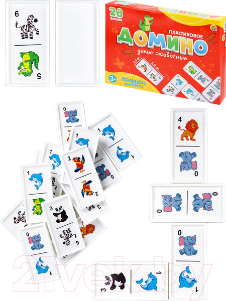 Изображение товара Развивающая игра РЫЖИЙ КОТ Домино Дикие животные / И-1927