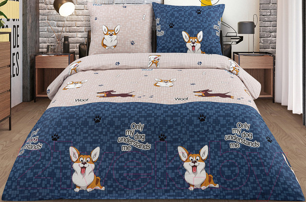 Изображение товара Комплект постельного белья Milanika Френдс 2сп с европростыней (бязь)