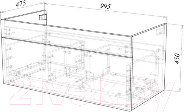 Изображение товара Тумба под умывальник Garda Onda 106н-1000_PVC (белый глянцевый)