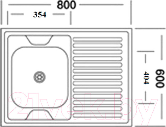 Изображение товара Мойка кухонная КромРус EC-220M RUS L (без сифона)