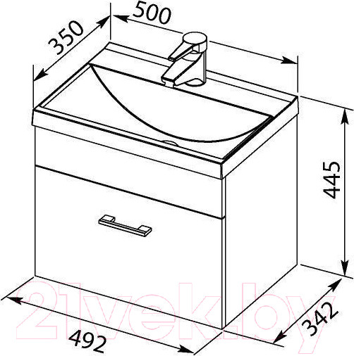 Изображение товара Тумба под умывальник Aquanet Нота New 50 / 335416 (белый глянецевый)