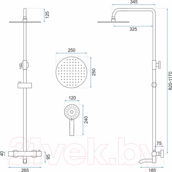 Изображение товара Душевая система со смесителем REA REA-P8763