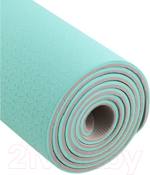 Изображение товара Коврик для йоги и фитнеса Starfit FM-201 TPE (183x61x0.6см, мятный/серый)