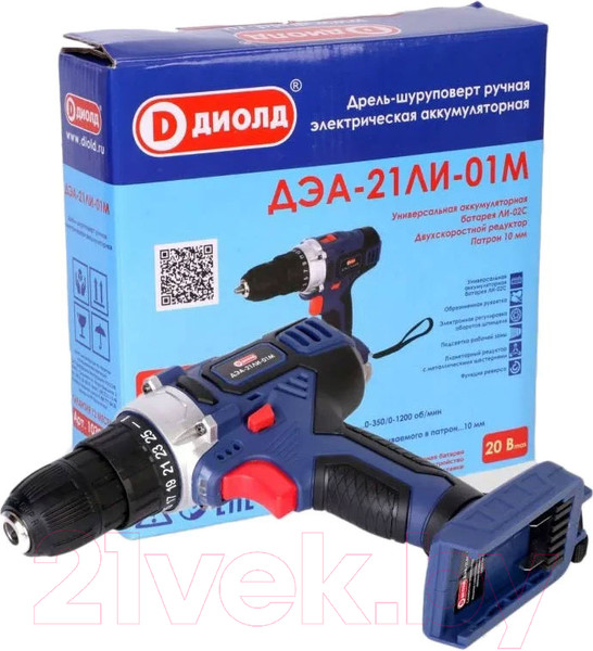 Изображение товара Аккумуляторная дрель-шуруповерт Диолд ДЭА-21 ЛИ-01М (10300161)