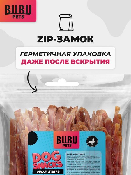 Изображение товара Лакомство для собак Bubu Pets Мягкие утиные стрипсы / PS0006 (500г)