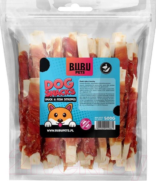 Изображение товара Лакомство для собак Bubu Pets Рыбные полосы с уткой / PS0009 (500г)