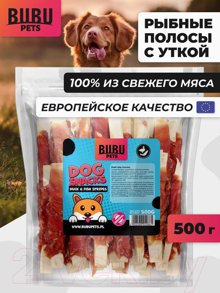 Изображение товара Лакомство для собак Bubu Pets Рыбные полосы с уткой / PS0009 (500г)