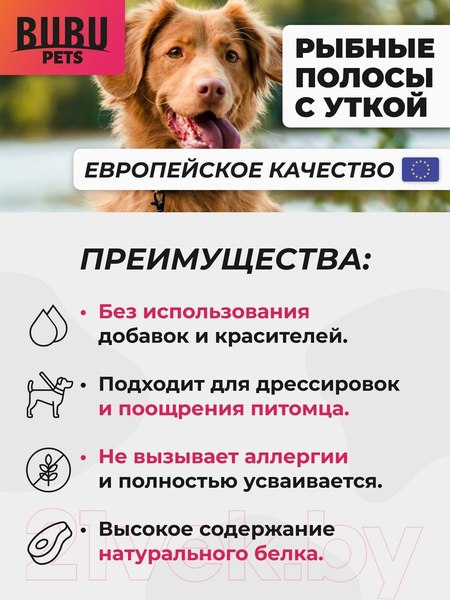 Изображение товара Лакомство для собак Bubu Pets Рыбные полосы с уткой / PS0009 (500г)